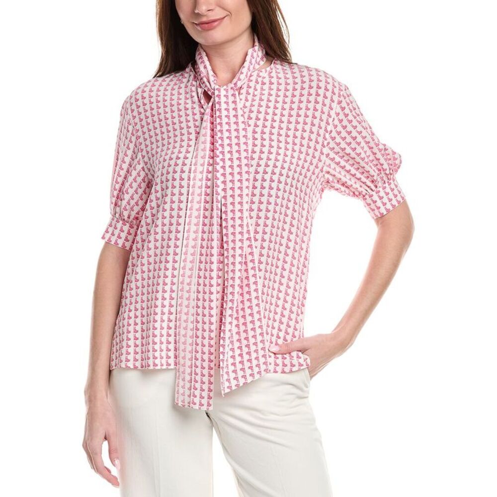 Akris Womens  Silk Printed Top, Pink